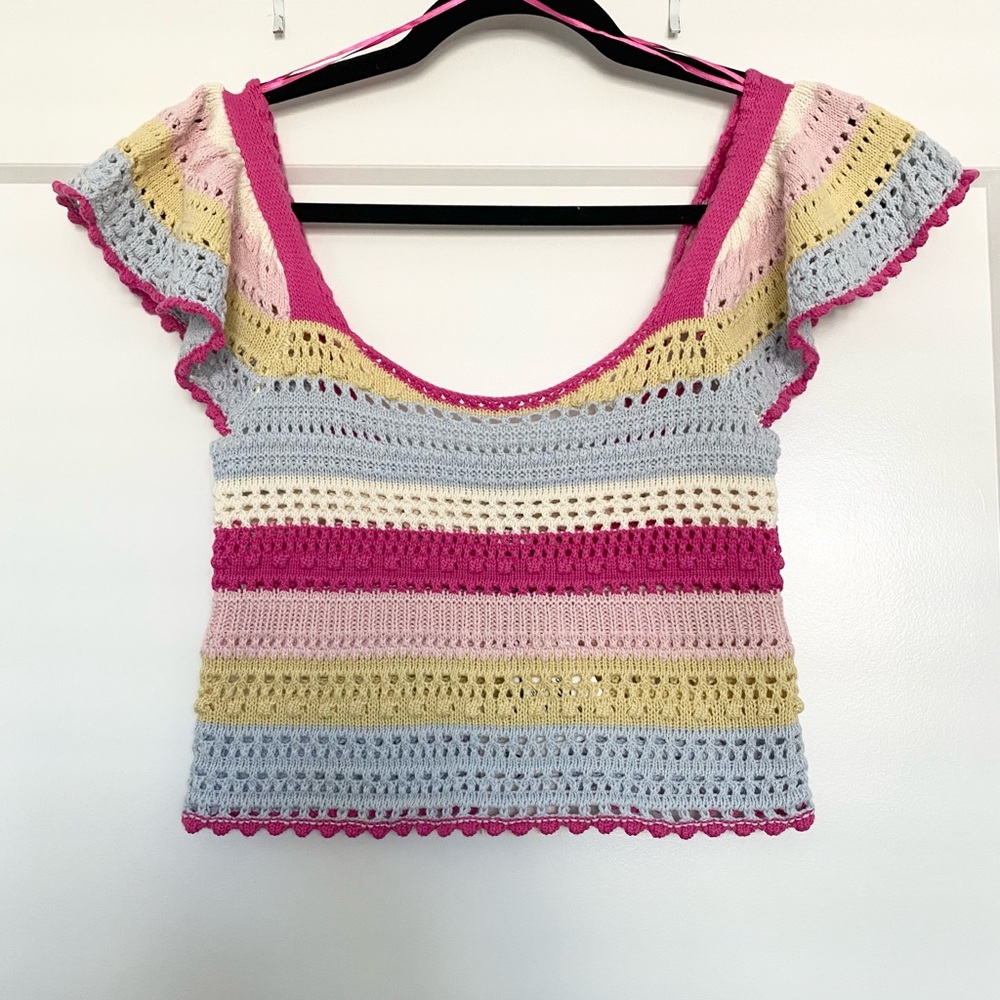 Sincerely Jules Crotchet Ruffled Crop-top